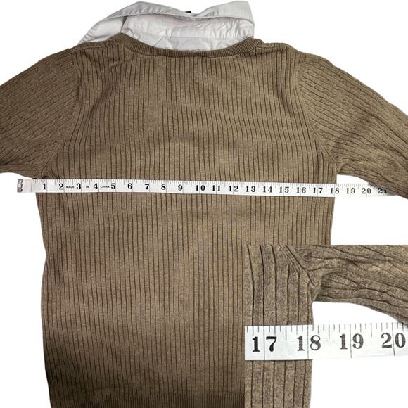 Lane Bryant Faux Layered Long Sleeve Collar Sweater V Neck Plus Size 14/16 Beige - Picture 10 of 12